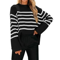 Ballsfhk Ženska moda Topla prugasta košulja Pulover dugih rukava Zimski jesenski džemper vrhovi