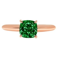 2.0ct jastuk rezan zeleni simulirani smaragd 18K ružičasto zlatni godišnjica zaručničke prstene veličine