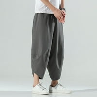 Muške hlače Jednostavna ličnost Moda Aktivna čvrsta boja čipke UP Up ledene svile široke noge pantalone