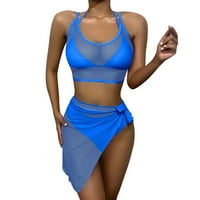 Ženski kupaći kostimi Tankeni Modni remen za omotač Visoki struk Solid Boja Bikini set kupaći kostim