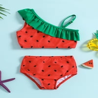 Girls kupaći ruffles Flounce Ispisao dva bikinija set kupaći kostim kupaćim odijelima