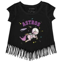 Djevojke Toddler Tiny TurnIp Black Houston Astros Space Unicorn Fringe Majica