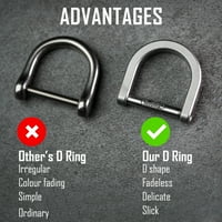 Keyunitety KA Titanium D Ring Key Right, u obliku Key prsten za prsten za nosač za automobil, DIY kožna