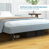 Kreveni okvir, Tapacirani okvir za krevet na platformi s posteljinom od posteljine, siva