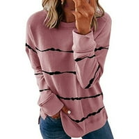 Charella ženska majica s dugim rukavima Ljetna tiskanje labava bluza Pink, XL