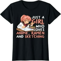 Samo djevojka koja voli anime ramen i skicing japan anime majica crni tee
