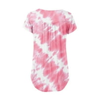 Ženske majice za utezanje kratkih rukava Slobodno vrijeme V-izrez PEPLUM Plus veličine Pink 3xl