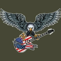 Guitar Eagle USA zastava Patriotske ljubitelje gitare US Mens Vilar Green Graphic Tee - Dizajn od strane