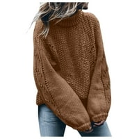 Kali_store turtleneck džemperi za žene ženske turtleneck džemper s dugim rukavima neregularni rub casual