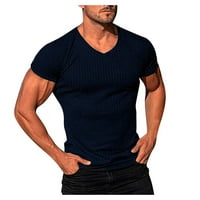 HHEI_K MENS casual slim Fit Basic kratkih rukava modna majica V-izrez ljeti top muški košulje