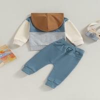 Diconna Baby Boy Fall Outfits Classic Dugi rukav Kontrastni džep u boji Dukserice + hlače postavljaju