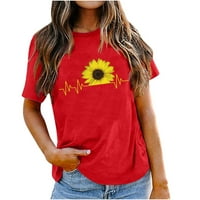 Grafičke majice za suncokret za žene slatke cvijeće kratki rukav okrugli vrat Ležerne prilike labavi