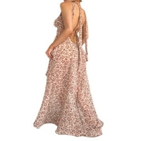 Binpure ženska visoka splitska haljina, bez rukava bez rukava cvjetni print Flowy duga haljina sa šalom