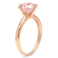 0. CT sjajan okrugli rez simulirani ružičasti dijamant 14k Rose Gold Solitaire prsten SZ 5.25