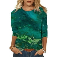 Scyoekwg Ženski rukav vrhovi ljetni trendi okrugli vrat cvjetni uzorak Ispis tunika majica Ležerne prilike, pulover Green XXL