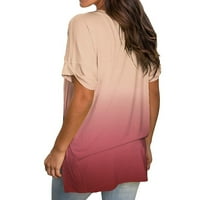 Majice za žene Modni labavi povremeni gradijent V izrez Tors majica kratkih rukava Bluza veličine 2xl
