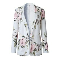Jiyugala ženski kaput casual kaput rever cvjetni tisak dugih rukava Splice trendy odijelo elegantno