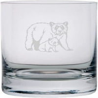 Crni medvjed sa mladunskom zoološkom fokusiranjem tema za hlađenje 10,25oz Crystal Rocks Whiskey Glass