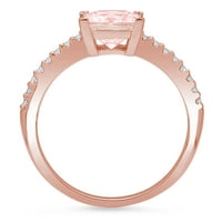 1.66ct Princess rez ružičasti simulirani dijamant 18k 18K ruža Gold Gold Anniverment Ring Veličina 3,75
