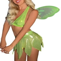 Coduop Ženski karneval Cosplay kostimova bez rukava od rukava mini suknja Leptir Wing Outfit
