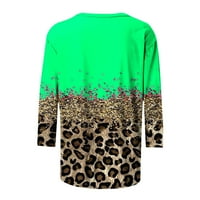 Sparkly vrhovi za žene ljetne vintage leopard tiskane majice za vrat kralježnice