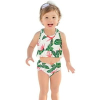 SNGXGN KID SWIM odijelo Djevojka bikini setovi kupaći kostimi s ruffles kupaćim odijelima za djevojčice plivajućeg tima kupaćih djevojčica Green 120