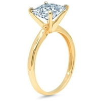 3CT princeza rez plavi prirodni akvamarinski 14k žuti zlatni godišnjički angažman prsten veličine 10.25
