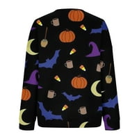 Jesenja zimska trendy ležerna fleeshers Hallowmas grafički ispis labavi fit pulover košulje debeli džemper