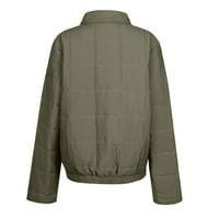 Tking Fashin Women Cardigan Solid Color postolje Collar pamuk-jakna Labavi džep dugi rukav kaput kardigan
