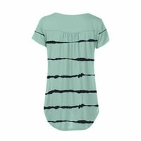 Ženske bluze Henley Striped bluza Slatke ženske plus ljetne majice kratkih rukava Green XL