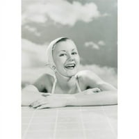 Posterografski sal portret mlade žene u kupaćem kostimu Print - In