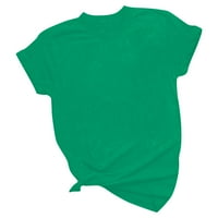 Žene casual majice kratkih rukava, čvrste boje Crewneck Tees Ljetni tunički vrhovi zelene veličine 3xl
