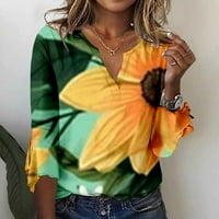Giligiliso ponude za žene cvjetni print V-izret Ležerne prilike Versatile Sleevetop majica