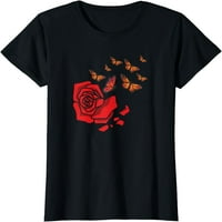 Ženske vrhove crvene ruže s leptirima - vrtni vrtlar cvijeće ruže majica Pokloni Mariachi kratki rukovi