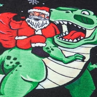 Cathery Family Božićni pidžami Podudarni setovi Dinosaur Santa Claus Tops Plaid hlače za odrasle Dječji