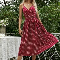Sandresses for Women Fashion Dot Print Dugi rukav V-izrez Ležerne haljine Sunderss Proljeće Ljetne haljine