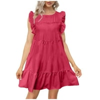 Sjajne ljetne haljine za žene okrugli izrez temperaturi Mini tiskani A-line kratkih rukava haljina ružičaste L