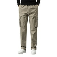 Hwmodou muške teretne hlače od pune boje labave plus veličine sa džepovima čipkasti pamuk proljeće ljetne