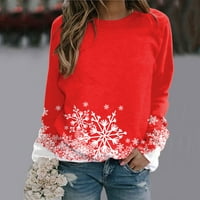 Ženski pulover vrhovi za svakodnevno sretan božićni print o izrez okrugli vrat Fit pulover na vrhu majica