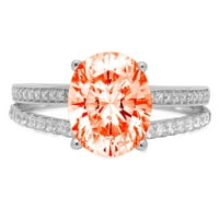 2.32ct ovalni rez crveni simulirani dijamant 18k Bijelo zlato Graviranje Izjava bridalne godišnjice