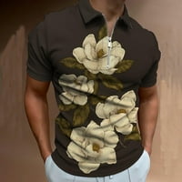 Muški mišić isključuju košulje od ovratnika Slim Fit s kratkim rukavima cvjetni 3D print pamučni golf