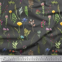 Soimoi siva poliester Crepe tkanina Wildflower & lišće Ispis tkanine sa širokim dvorištem