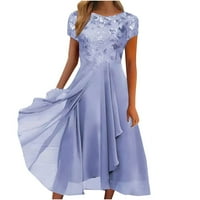 Ballsfhk Ženska haljina šifon elegantan čipkasti patchwork haljina izrezana duga haljina djeveruševe