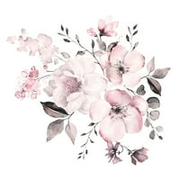 Veki akvarelor ružičaste cvijeće i lišće igrajuća dnevni boravak Torch kućni zidni ukras zidne naljepnice