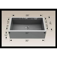 Američke mašte 30-in. W CSA odobreni sivi granit kompozitni kuhinjski sudoper sa posudom