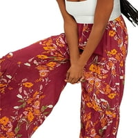 GENUISKIDS Ženske hlače za omotače Bohemijske hlače Bohemijske hlače široke noge visoki struk Boho cvjetni