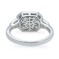 Sterling Silver Halo vjenčani prstenovi smaragdni rez kubni cirkonijski CZ CZ East-West Remise Ring