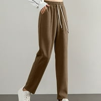 Ženske vrtložne hlače elastične strukske vučne pantalone ravne noge povlače se na vintage hlače sa džepovima