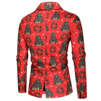 Yubnlvae odijela za muškarce muške modne povremene božićne tiskovne kosti jakne hlače sa dva crvena