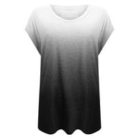 Ženska modna udobna casual V-izrez kratki rukav za kratki rukav Top bluza Thirts majice za žene, crna, xxl